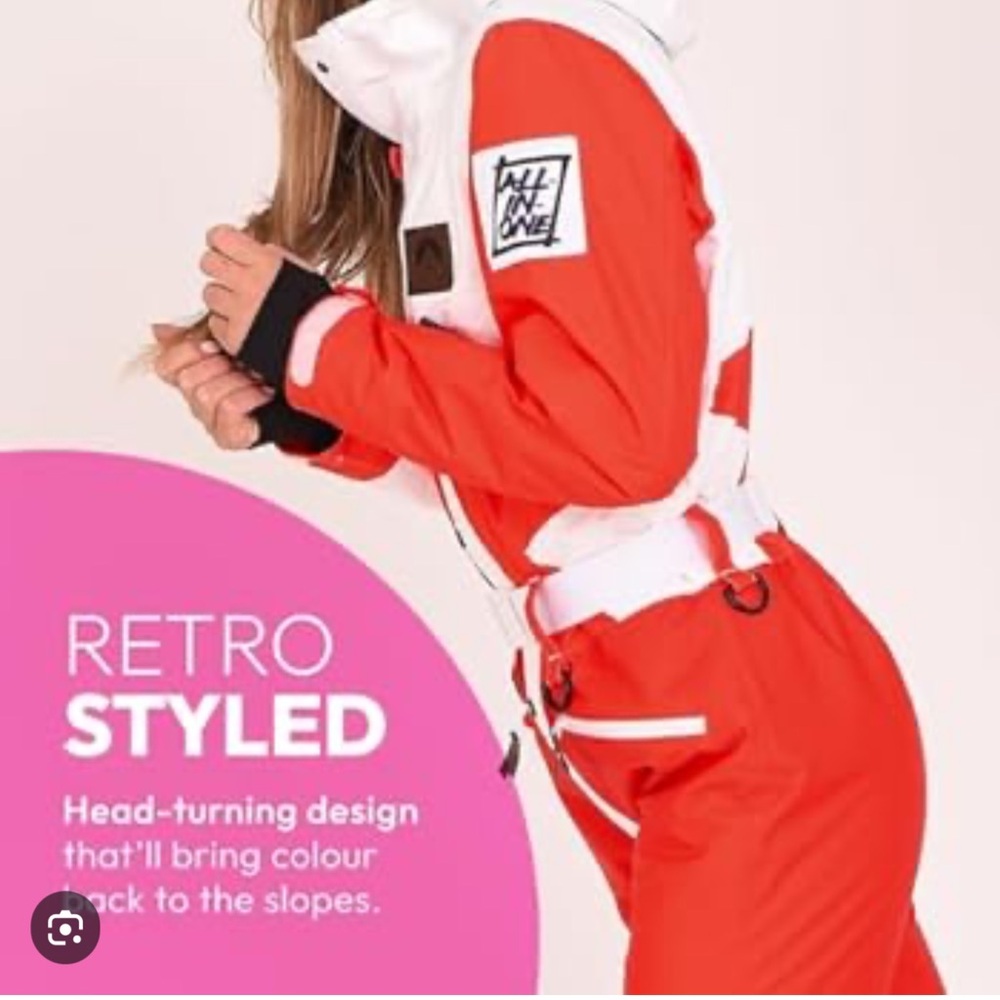 OOSC Stardust Womens All in One Ski Suit, Size
XS | Red and White Retro Ski - Picture 3 of 14